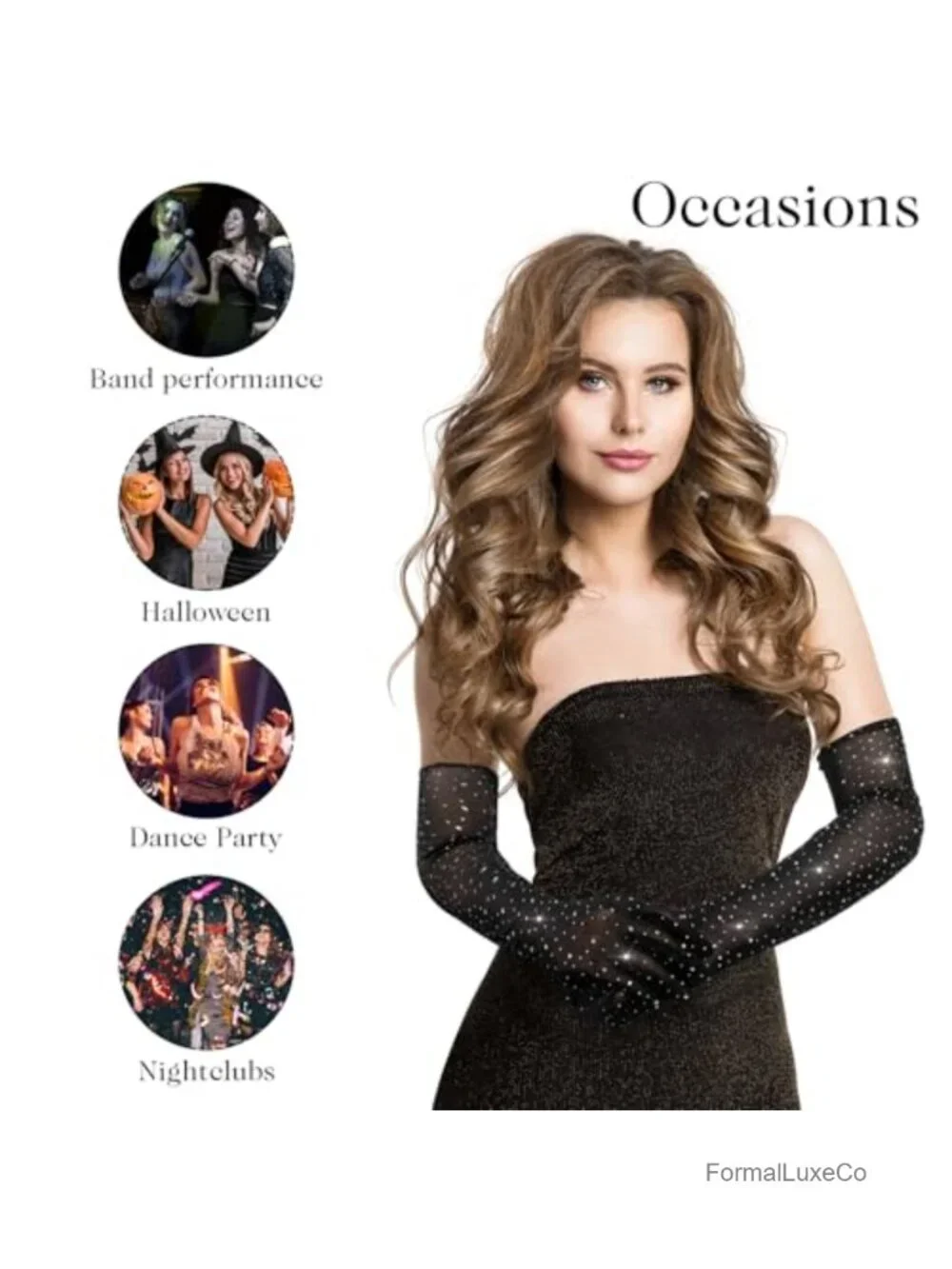Long Fishnet Arm Sleeve Mesh Sheer Rhinestone Gloves Opera